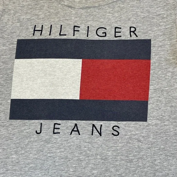 Tommy Hilfiger Jeans Gray Flag Logo T Shirt Size L - Picture 2 of 5